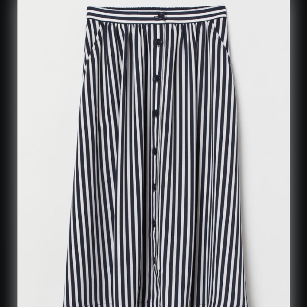 H&M Navy/White striped circle skirt